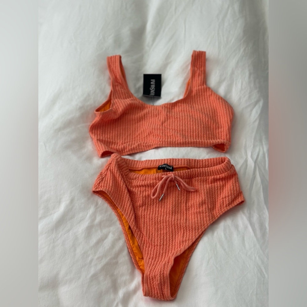NEW Orange Ribbed Bikini Set